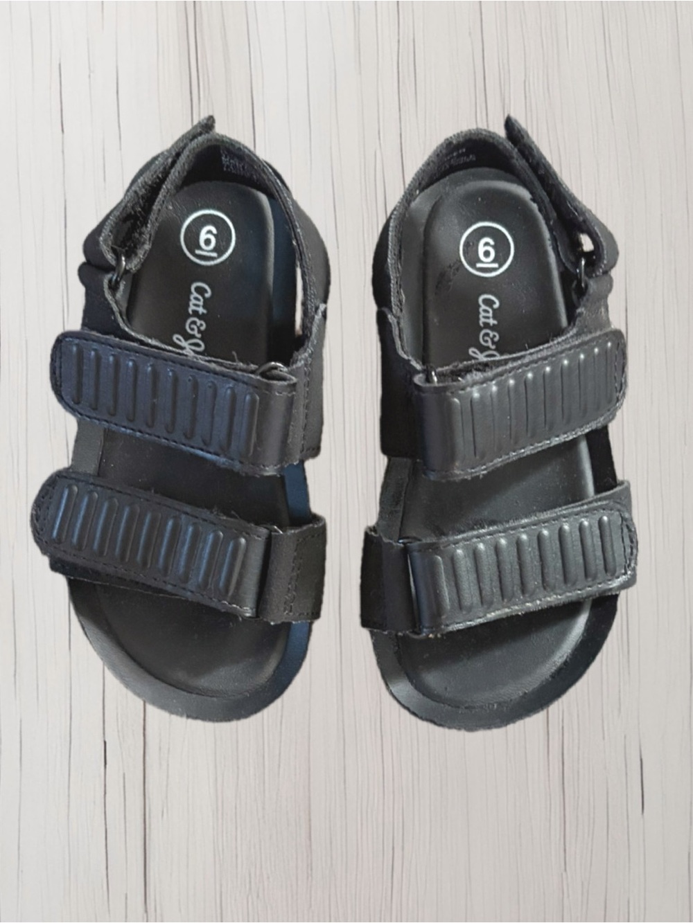 Cat & Jack Black Adjustable Strappy Kids Sandals